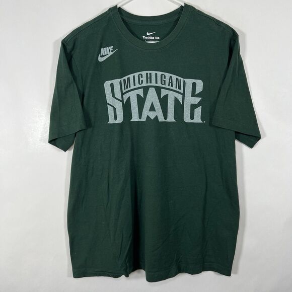 Michigan State Spartans The Nike Tee T Shirt Mens Large Green Retro Logo SS - Picture 1 of 10